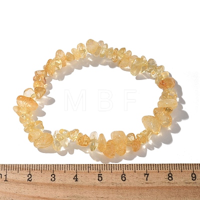 Chips Natural Citrine(Dyed & Heated) Beaded Stretch Bracelets BJEW-JB01826-08-1