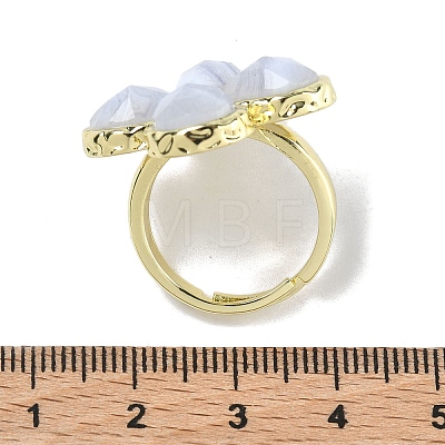 Natural Blue Lace Agate Faceted Adjustable Finger Rings for Women RJEW-A092-01G-09-1