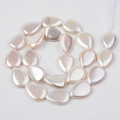 Electroplate Natural Freshwater Shell Beads Strands SHEL-R049-026B-1