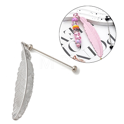Alloy Feather Pendant Bookmarks AJEW-R101-01S-1