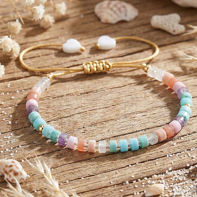 Chakra Natural Shell & Natural & Synthetic Mixed Gemstone Beads Braided Bead Bracelets ZA7321-1-1