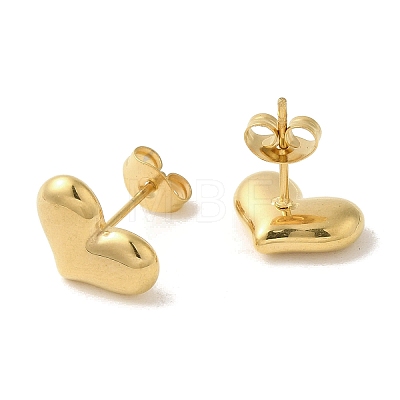 Ion Plating(IP) 304 Stainless Steel Heart Stud Earrings EJEW-C099-12G-1