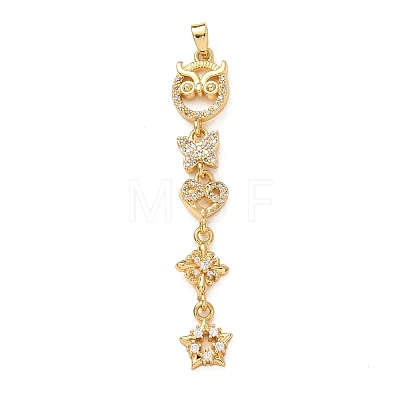 Tassel Brass Micro Pave Clear Cubic Zirconia Big Pendants KK-L271-01G-03-1