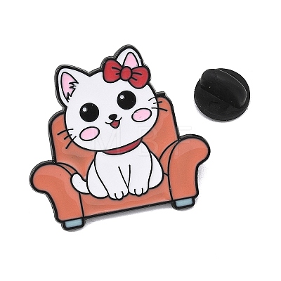 Cat Sitting in Sofa Enamel Brooches AL-I001-06EB-01-1