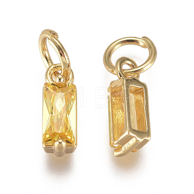 Brass Micro Pave Cubic Zirconia Charms ZIRC-F111-03G-01-1