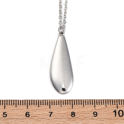 304 Stainless Steel Teardrop Pendant Cable Chain Necklaces for Women NJEW-A038-01P-1