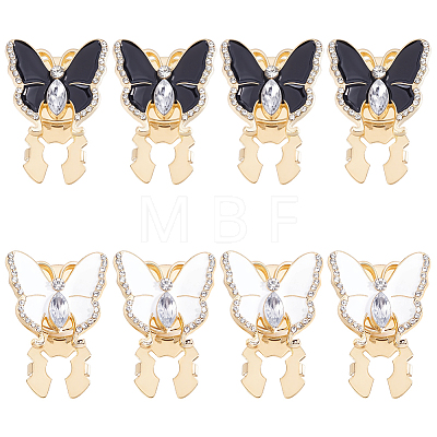 8Pcs 2 Colors Alloy Rhinestone Cufflinks BUTT-WR0001-41-1