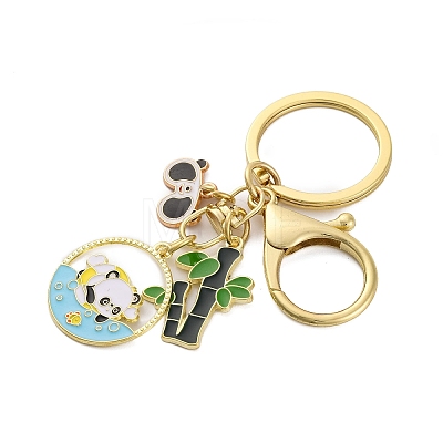 Rack Plating Panda Zinc Alloy Enamel Pendant Keychain KEYC-G064-01B-1