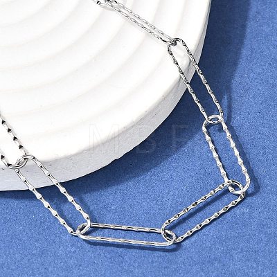 5MM 201 Stainless Steel Textured Paperclip Chain Necklaces for Unisex NJEW-K302-14P-1