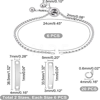 Unicraftale DIY Blank Rectangle Link Slider Bracelet Making Kit STAS-UN0039-30-1