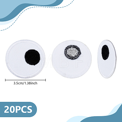 20Pcs Eyes Polyester Embroidery Iron on/Sew on Patches DIY-GA0010-06A-02-1