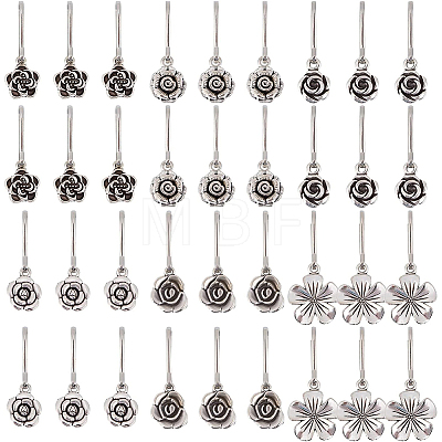 36Pcs 6 Style Alloy Flower Keychain HJEW-BC0001-23-1