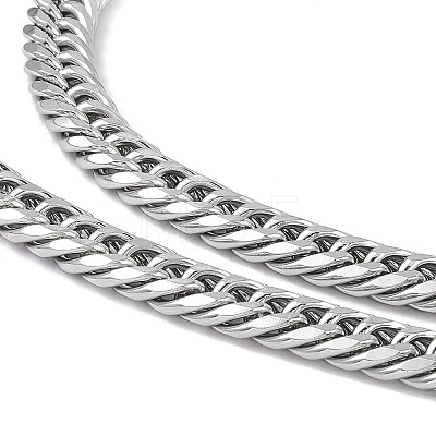 201 Stainless Steel Cuban Link Chain Necklace with 304 Stainless Steel Clasps for Men Women NJEW-M194-01E-P-1