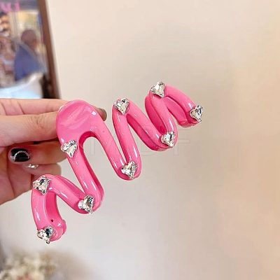 Acrylic Claw Hair Clips with Heart Crystal Rhinestone PW-WG444CB-04-1