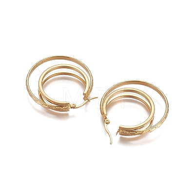 304 Stainless Steel Triple Hoop Earrings for Women Girls STAS-D171-31G-1