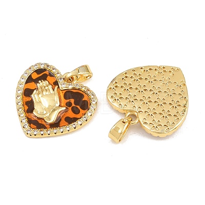 Brass Micro Pave Clear Cubic Zirconia Pendants CU-CBA415D-11G-02-1