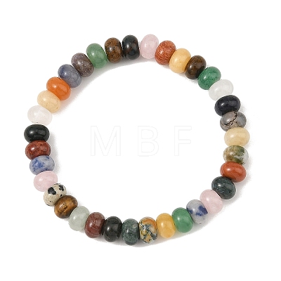 8MM Natural Mixed Gemstone Rondelle Heishi Beads Stretch Bracelets BJEW-JB14425-1