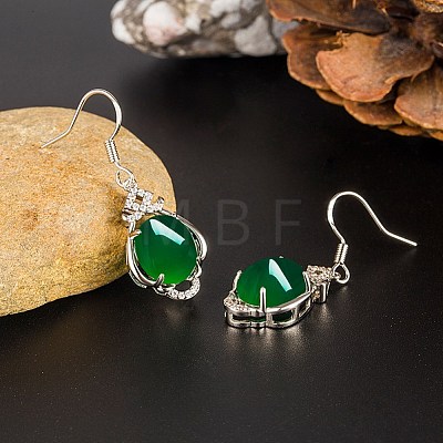 Half Round Imitation Jade Dangle Earrings for Girl Women EJEW-BB46316-A-1