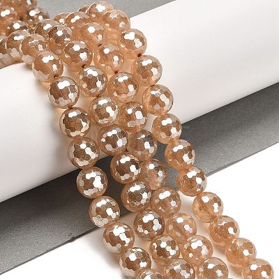 Electroplated Natural Quartz Round Beads Strands G-L598-A02-03A-1