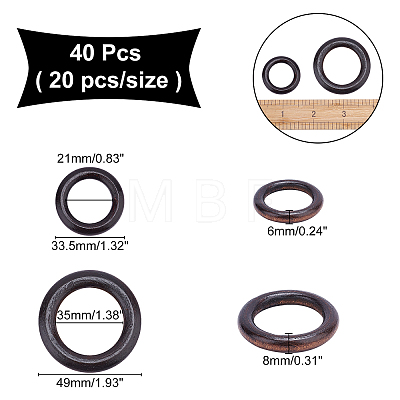 ARRICRAFT 40 Pcs 2 Styles Wooden Ring Shape Purse Handle WOOD-AR0001-12-1
