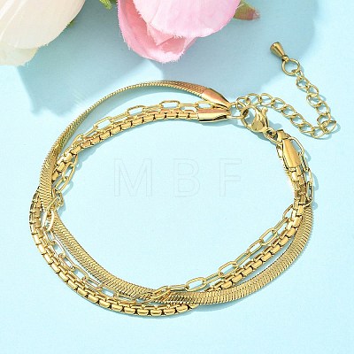 304 Stainless Steel Herringbone & Cable & Half Round Link Chain Bracelets LS-BJEW-U019-04G-03-1