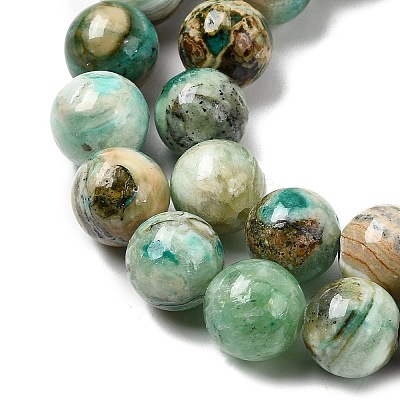 Natural Green Line Jasper  Beads Strands X-G-L639-A01-10mm-1