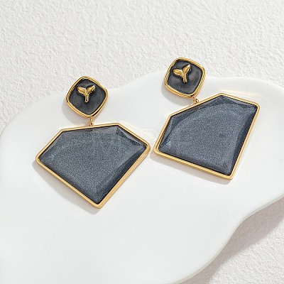 304 Stainless Steel & Acrylic Dangle Stud Earrings EJEW-T054-04G-1