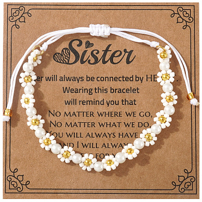 Bohemian Style Glass Seed Beads & Imitation Pearl Braided Bead Bracelets XW4926-9-1