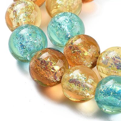 Handmade Foil Lampwork Beads Strands FOIL-K003-06B-16-1