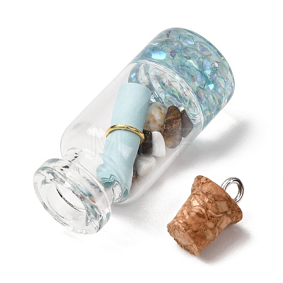 Resin & Glass Glass Wishing Bottle Pendants RE-CBA5B90-01-1