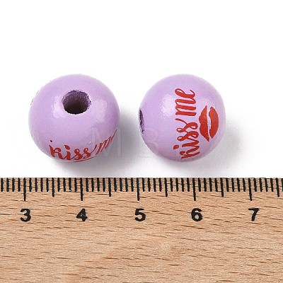 Valentine's Day Spray Painted & Printed Wood European Beads WOOD-L023-03D-1