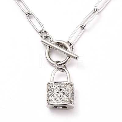 Brass Micro Pave Clear Cubic Zirconia Pendant Necklaces NJEW-JN02952-1