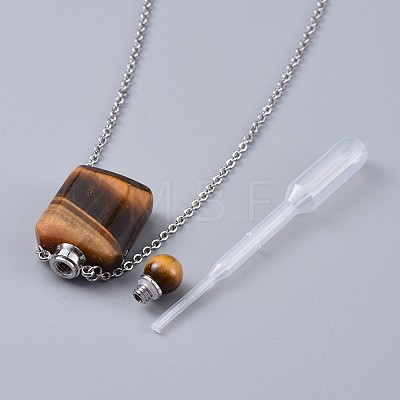 Natural Mixed Stone Perfume Bottle Pendant Necklaces NJEW-F266-02P-1