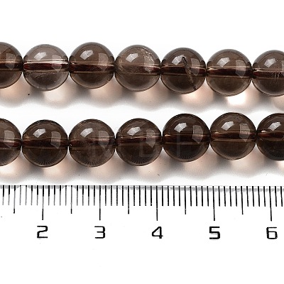 Natural Smoky Quartz Round Beads Strands X-G-E329-8mm-38A-1