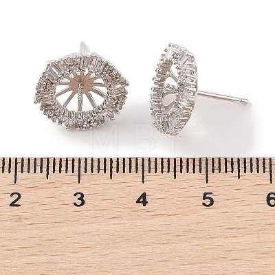 925 Sterling Silver Micro Pave Cubic Zirconia Earring Settings Findings STER-B003-17P-1