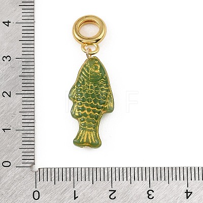Brass Resin & Enamel European Dangle Charms KK-CBA217A-07G-01-1