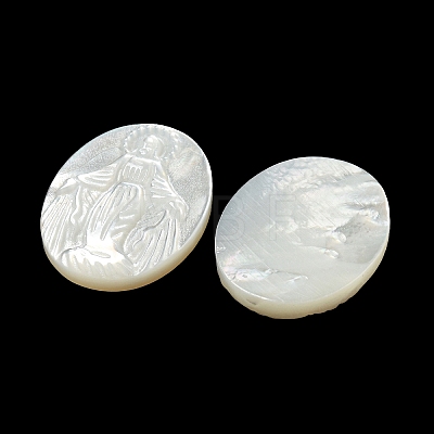 Carved Natural White Shell Cabochons SSHEL-N038-08C-02-1