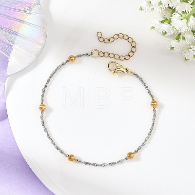 Duo Tone 304 Stainless Steel Round Ball Rope Chain Bracelets BJEW-JB14366-1