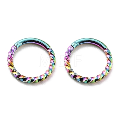 Ion Plating(IP) Twisted Ring Hoop Earrings for Girl Women STAS-K233-02B-MC-1