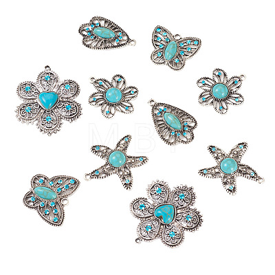 10Pcs 5 Styles Synthetic Turquoise Pendants TIBEP-TA0001-13-1