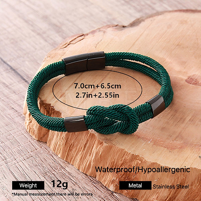 Braided Knot Nylon Cord Bracelets with 304 Stainless Steel Magnetic Clasps for Men UA2967-15-1