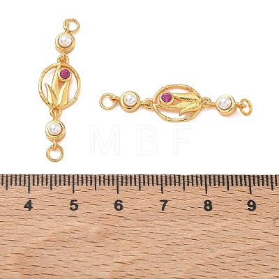Brass Pave Cubic Zirconia Flower Links Connector Charms KK-D113-04G-02-1