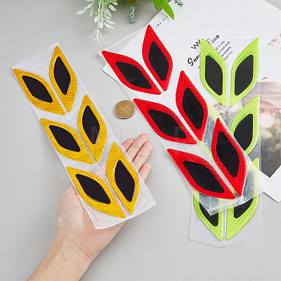 SUPERFINDINGS 3 Sets 3 Colors Leaf Shape Resin Car Door Protector Anti-collision Strip Sticker STIC-FH0001-15A-1