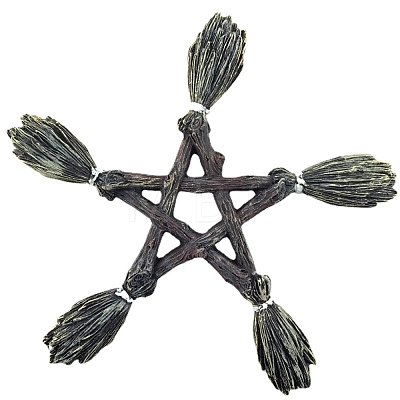 Resin Witchcraft and Wiccan Broomsticks Pentagram Wall Hanging Decor PW-WGE19E1-01-1