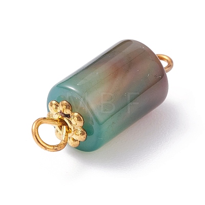 Natural Peacock Agate Link Connectors PALLOY-JF01083-03-1