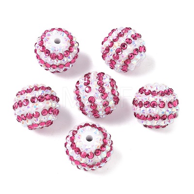Striped Resin Rhinestone Beads OACR-A037-01C-1