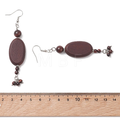 3 Pairs 3 Styles Wood Dangle Earrings EJEW-JE06996-1