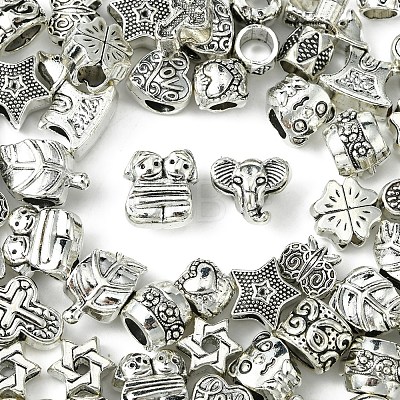 64Pcs 16 Styles Tibetan Style Alloy European Large Hole Beads FIND-FS0002-63-1