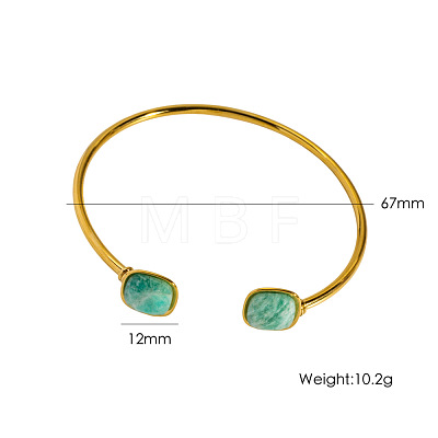 304 Stainless Steel & Natural Amazonite Cuff Bangles WG6ED08-01-1