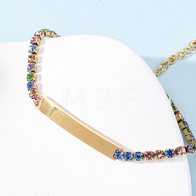 304 Stainless Steel Rhinestone Cup Chain Bracelets BJEW-G753-02G-01-1